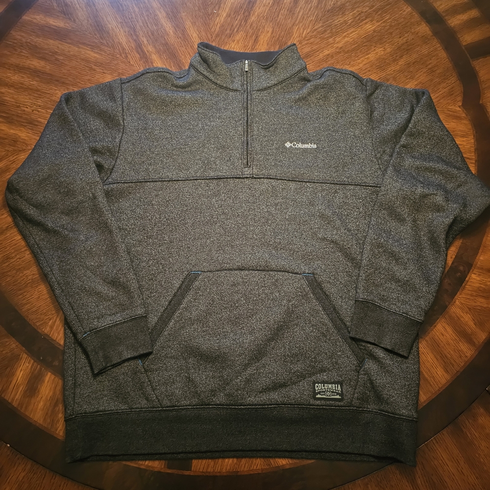 Columbia Men's Black And Grey Knit Half-Zip Pullover XL